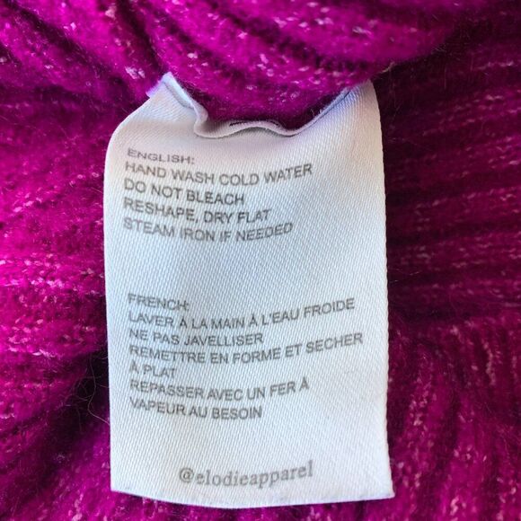 Nordstrom Elodie Fuchsia Fuzzy Crewneck Rib Knit Sweater Women's Size S - Picture 7 of 7